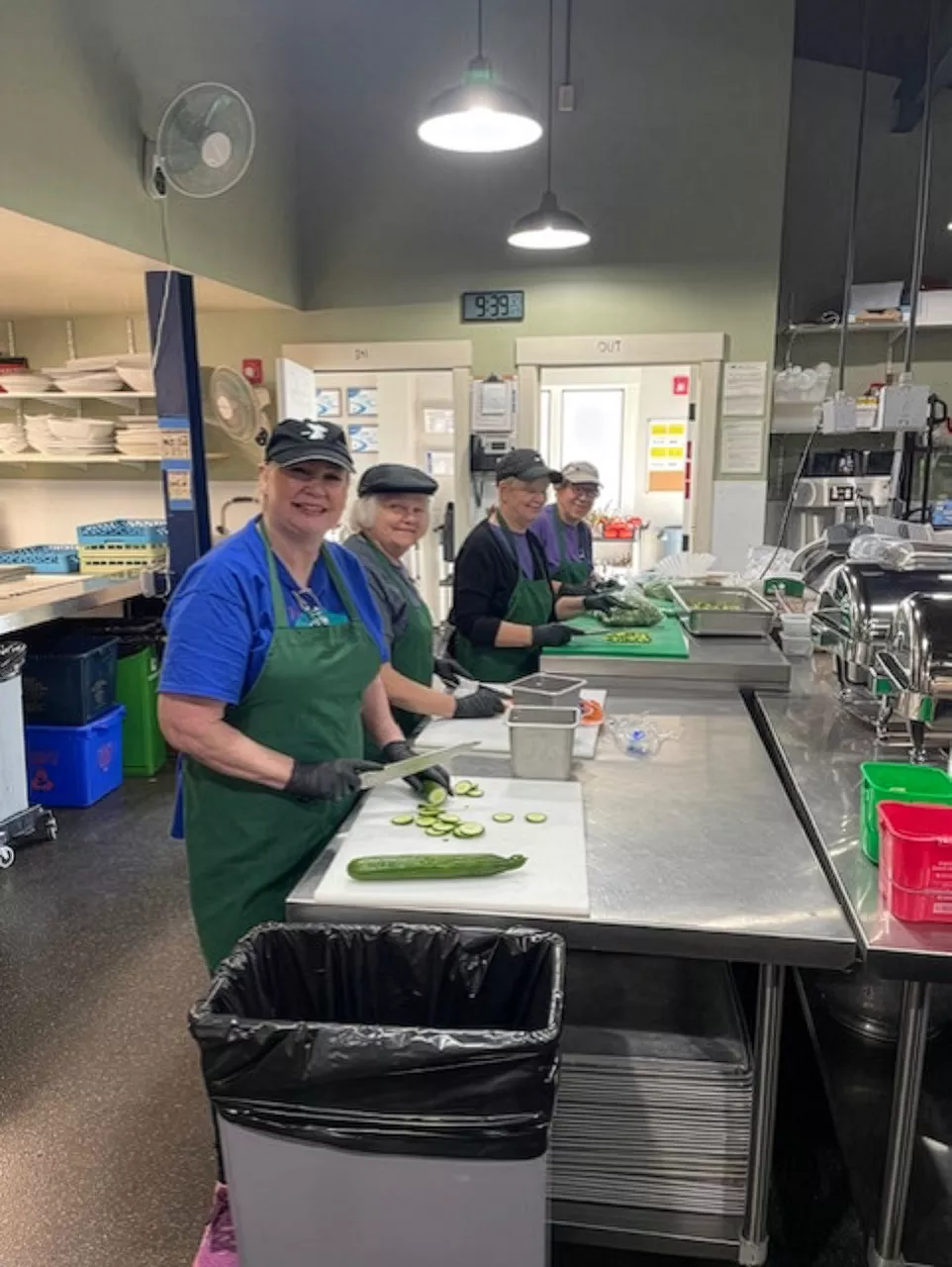 Volunteers serving food