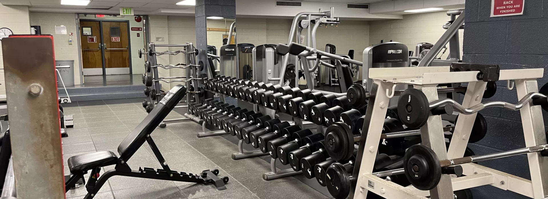 Free weight area with dumbbells
