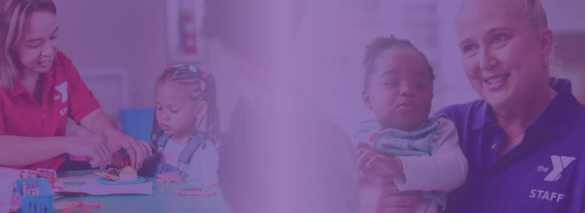 Y staff caring for children